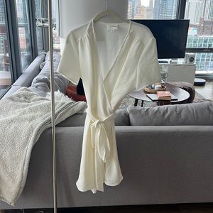 Sezane Ivory Wrap Dress